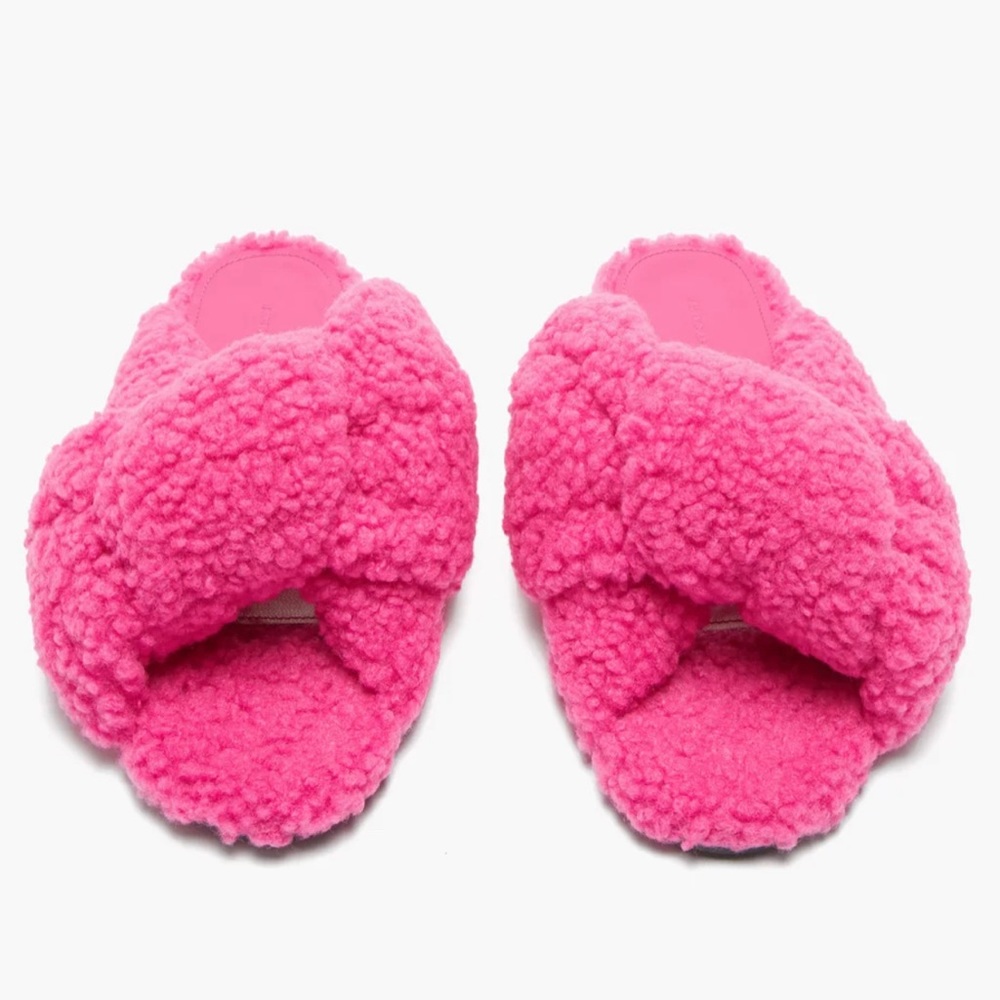 Balenciaga drapy faux shearling sandal